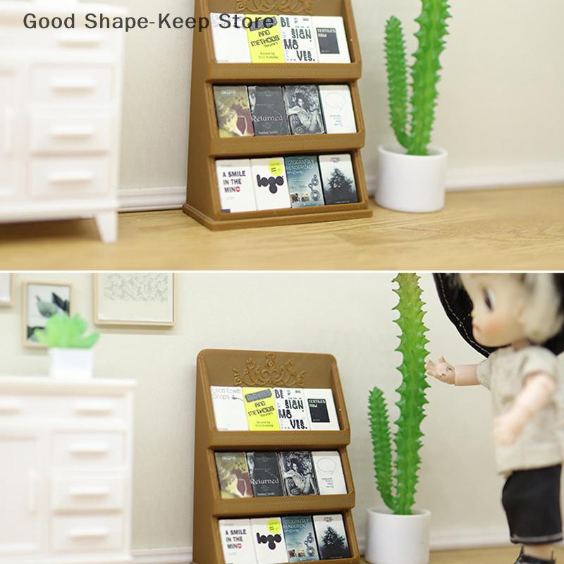 1/12 Scale Mini Book Shelves Display Rack for Dollhouse Study Furniture Micro Scene Ornament Model Doll House Decoration