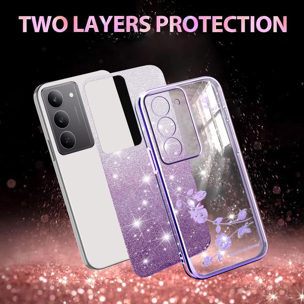KADEM For Realme 14x 5G Case Flower TPU Flexible Gradient Phone Cover