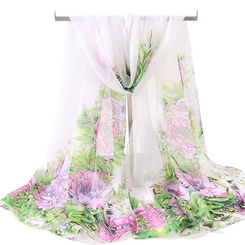 

Новый небольшой шелковый шарф женский универсальный летний тонкий шарф шифоновый песочный шарф весенне-осенний белый газовый шарф 160*50cm