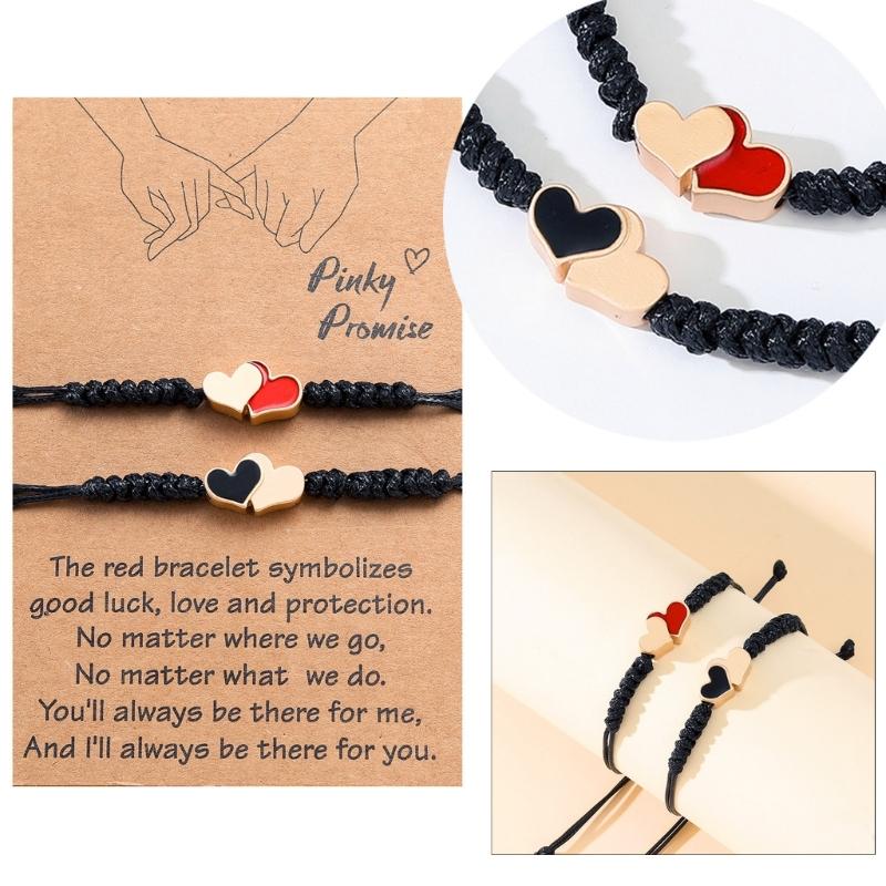 Personalized ID Couple Bracelets Handmade Braided Rope Wrist Bangle for Men Women Friendship,Adjustable Heart Bracelets