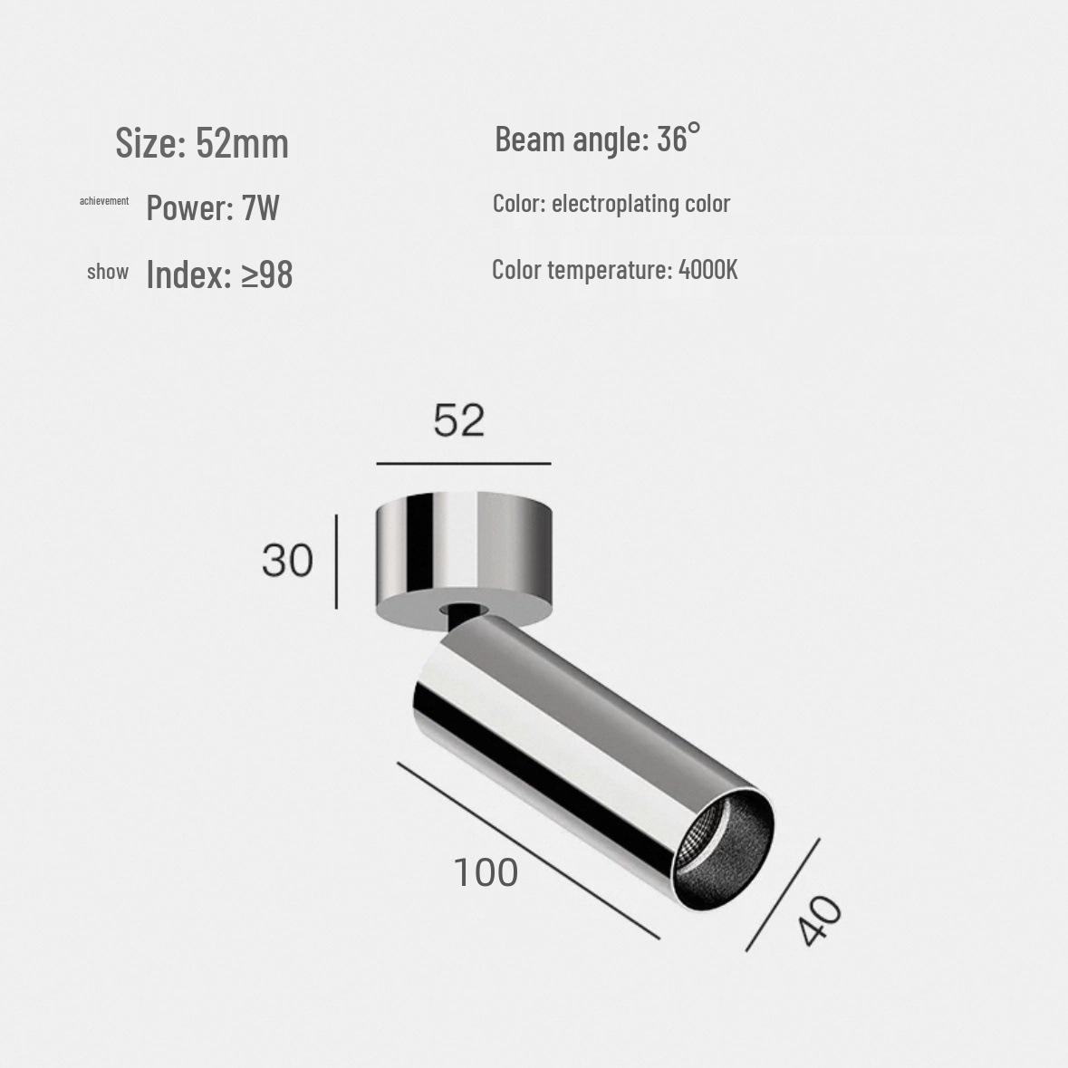 

Green Antelope Silver LED Wall Spotlight - Mid-Century Style, Adjustable 360° Angle, Surface-Mounted, Stainless Steel Picture Light. Color Temperature—4000K