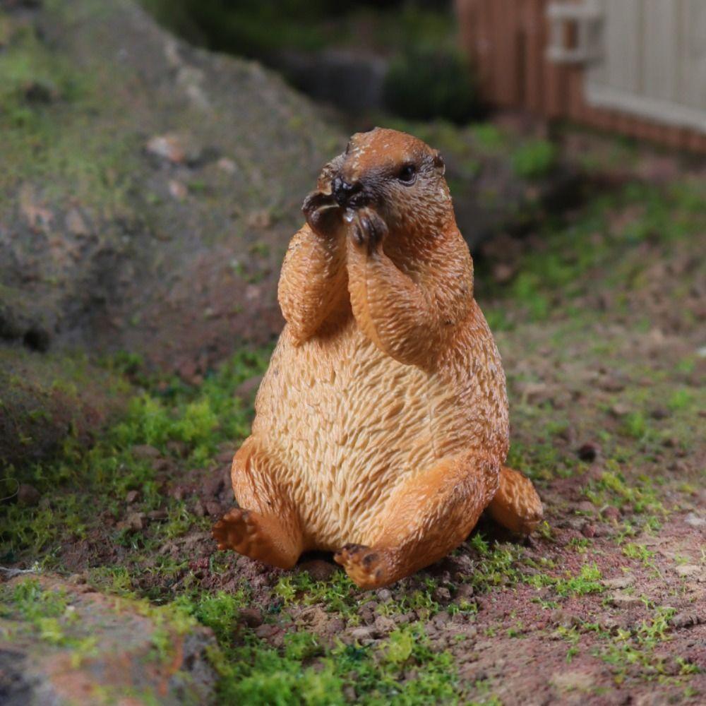 Marmot Figurka divokého zvířete Realistická Umělá Ozdoba PVC Domácí Dekorace Zvířecí Ozdoba Domov