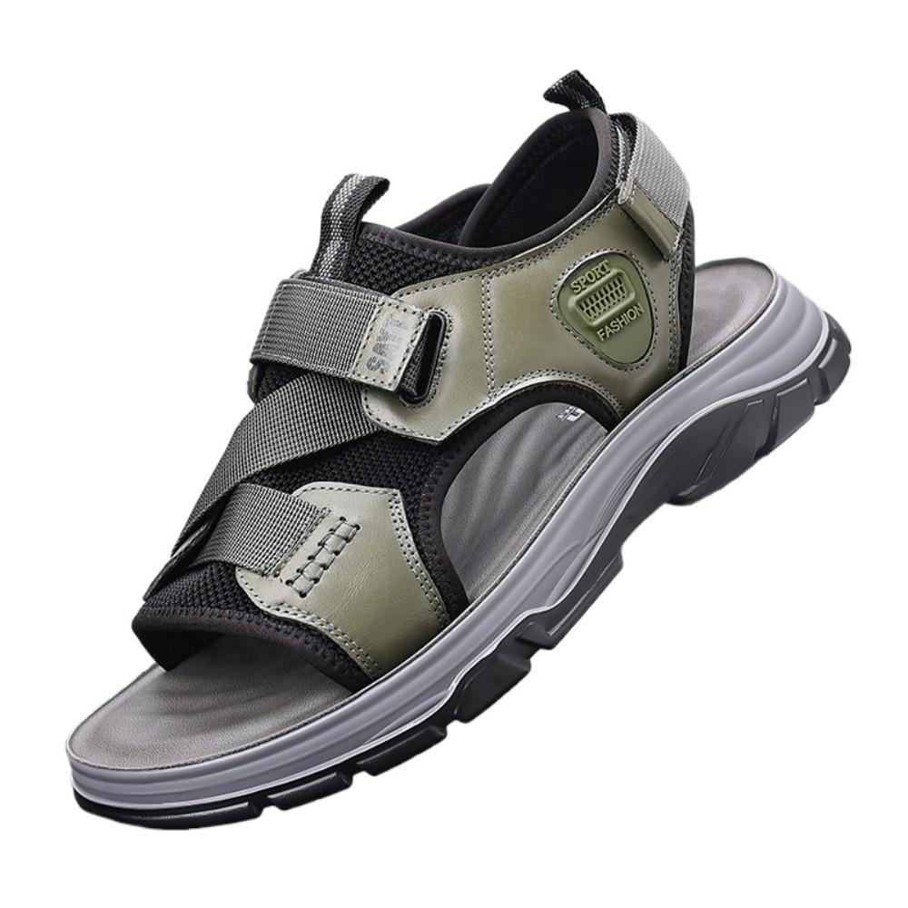 Fashion Soft Leather Platform Sandals for Men Solid Color Summer New Beach Shoes Male Fashion Outdoor Sports Sandals Man