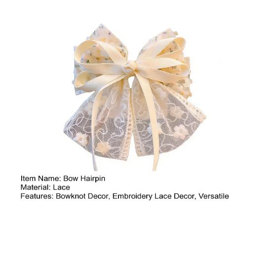 Haarnadel Weiche Stickerei Spitze Spleißband Schleife Dekoration Mädchen Haarnadel Sanfte Frisuren Seitenhaarspangen Haaraccessoire