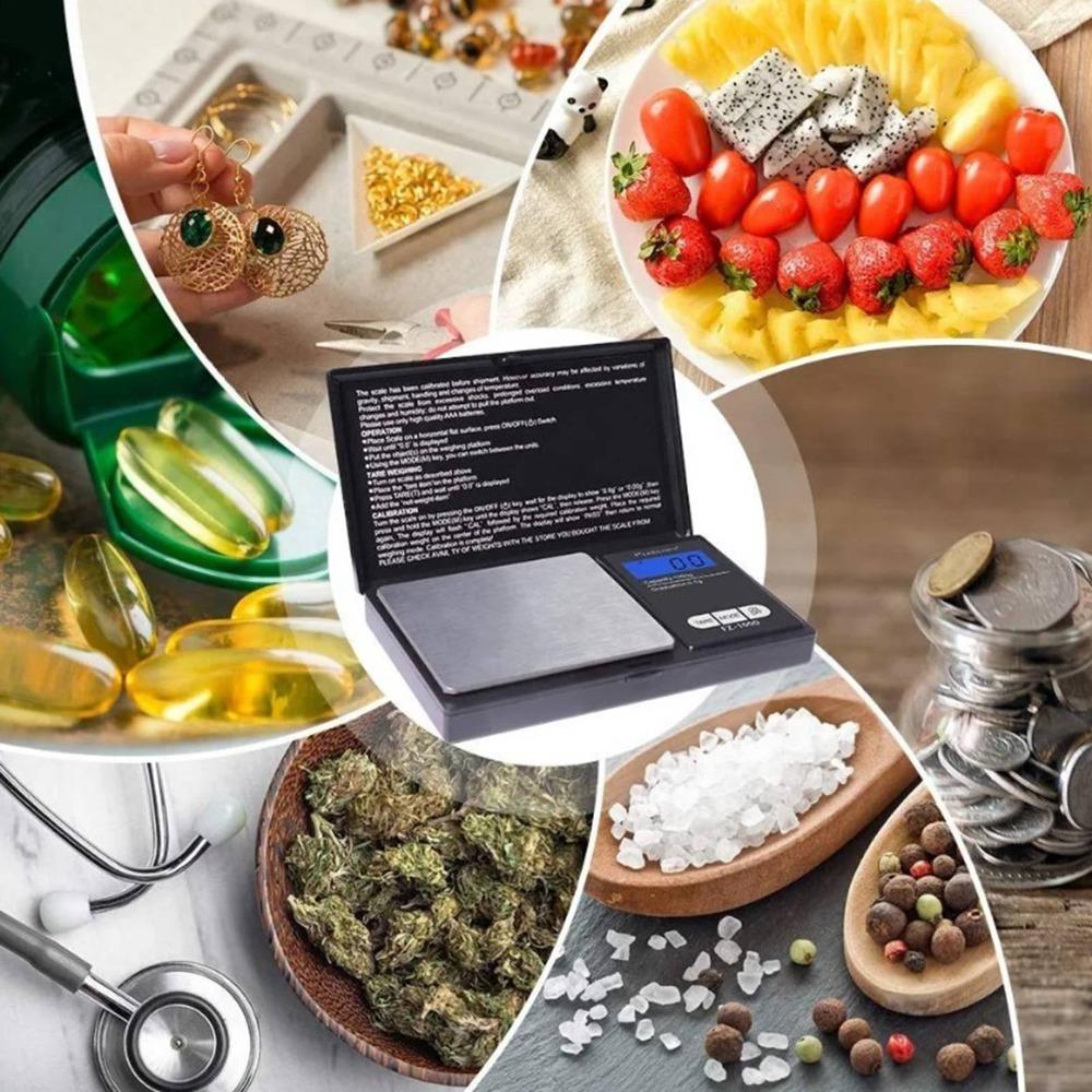 Black Portable Gram Scale Backlit LCD Display Electronic Food Scale  Home Kitchen
