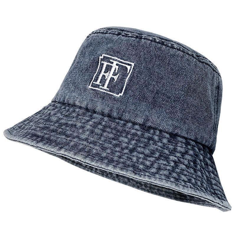 Korean Version of Women's Big Head and Face Showing Small Fisherman's Hat Retro Washing Denim Basin Hat Versatile Bucket Hat