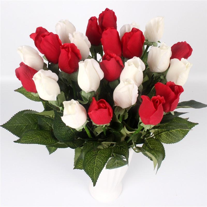 10Pcs Artificial Latex Roses Real Touch Flowers For Wedding Bridal Bouquet Home Decoration