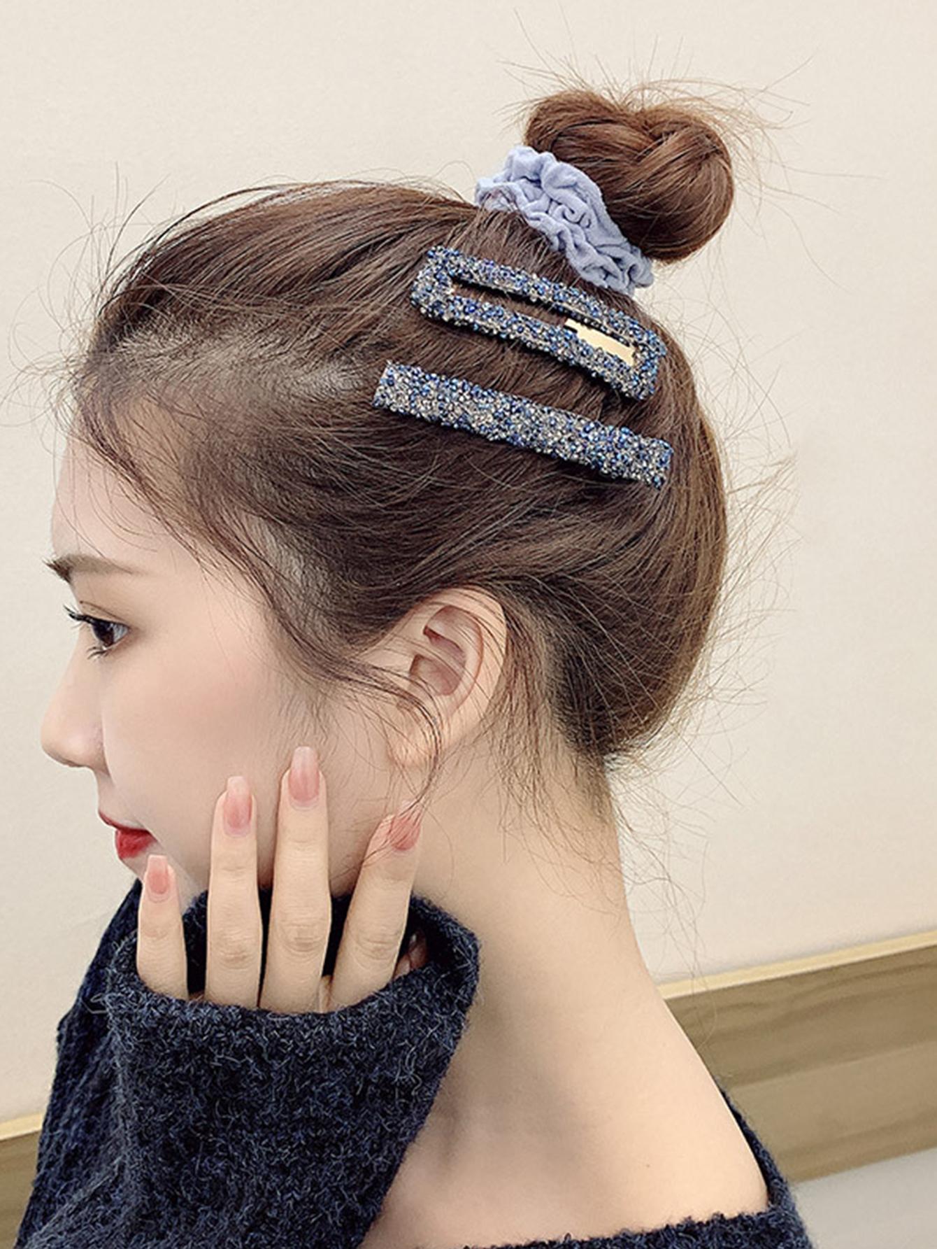 

2Pcs/set Fashion Square Rhinestone Hairpins Hair Clips For Women Hair Accessories