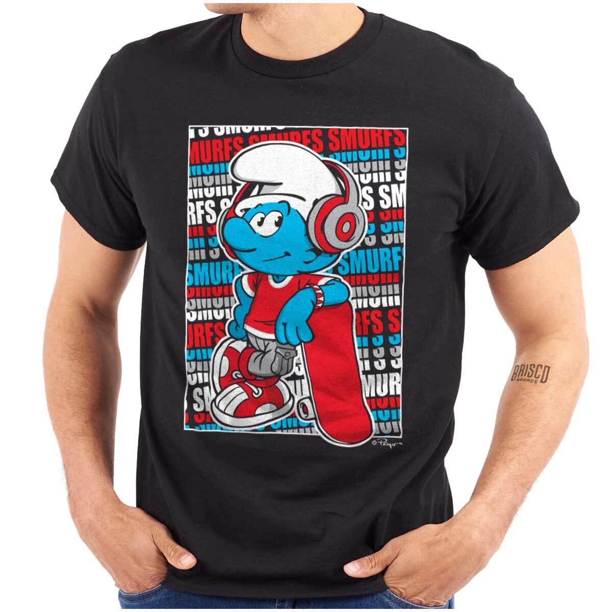 Cool Urban The Smurfs Skateboarder Cartoon Womens or Mens Crewneck T Shirt Tee S