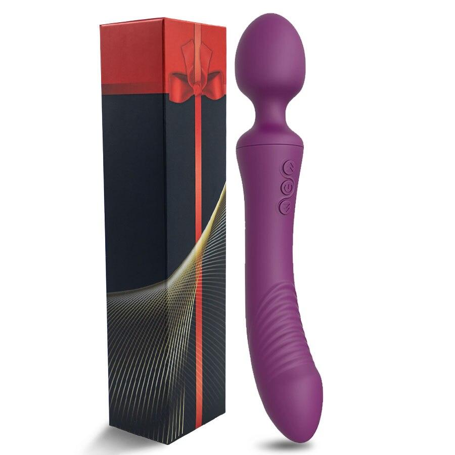 Oral Leistungsstarke Dual Vibrator Zauberstab G-punkt Massage Anal Plug Spielzeug für Erwachsene Vaginal Klitoris Stimulieren Weichen Weiblichen Masturbator