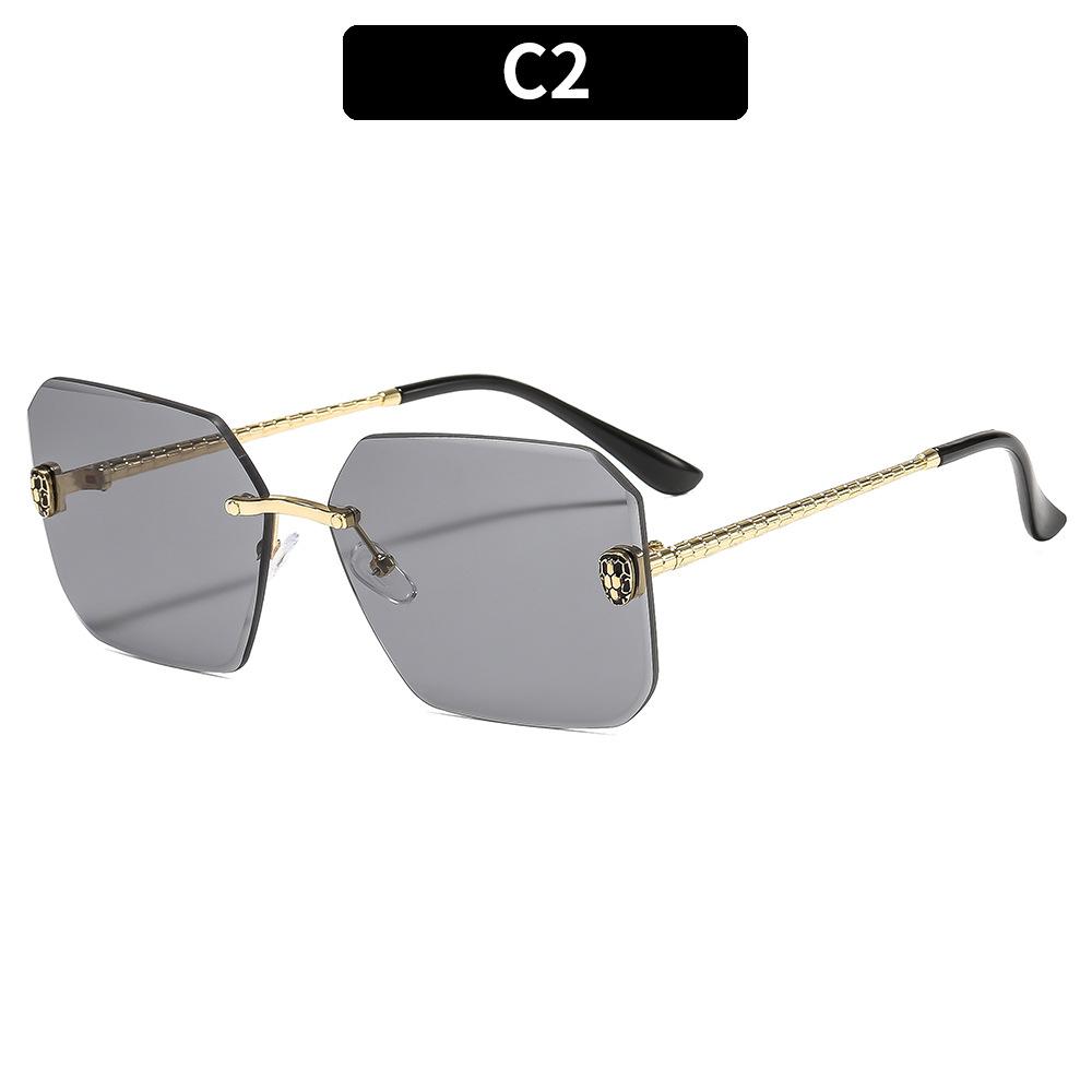 Women's Sunglasses, Men's and Women's Fashion Square Rimless Sunglasses, Large Frame Sunglasses