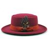 Vintage Pork Pie Hat Men feather fedora hat Webbing Decorative flip-brim Felt hats Panama Gentlemen women Church Jazz Hat