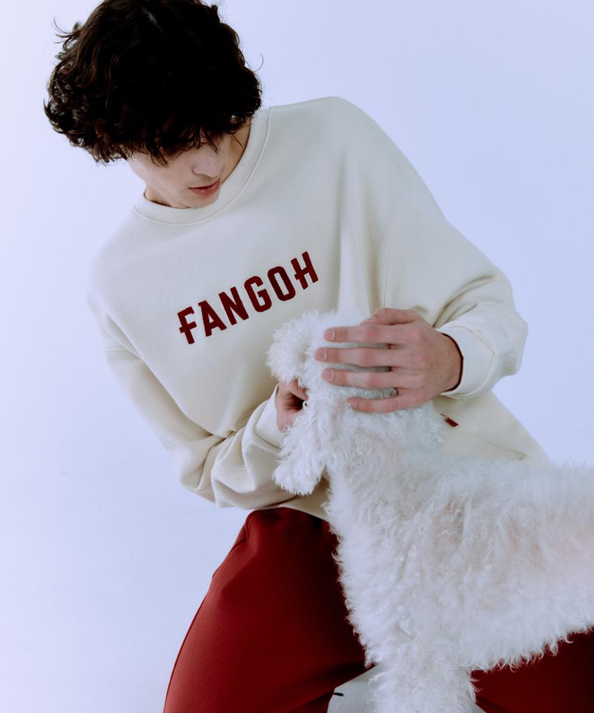 FANGOH F-Logo Embroidered Crewneck Sweatshirt Cream