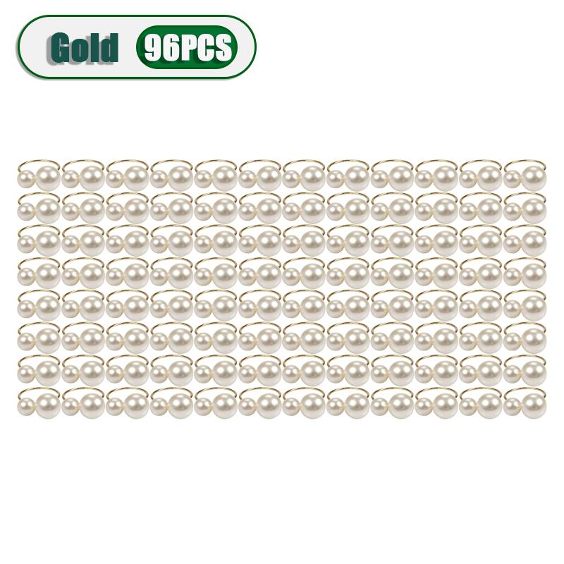1-120PCS Pearl Napkin Rings Metal Napkin Holder Wedding Party Banquet Supplies Holiday Christmas Dinner Table Decoration Favors