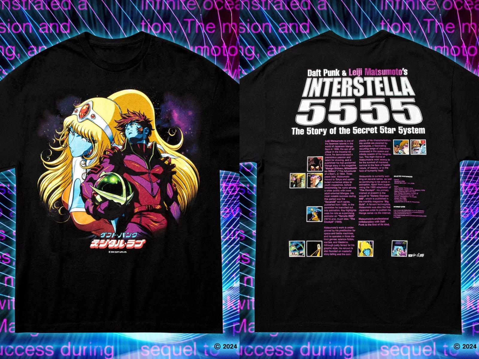 

Summer Men T-shirts Anime Leiji Matsumoto Print T-shits Oversized Y2k Short Sleeve Rock Punk Casual Cotton Top Tee Male Clothes S