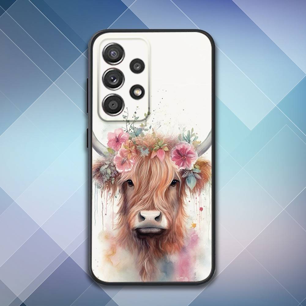 

Cute Highland Cow Phone Case For Samsung S25,S24,S21,S22,S23,S30,Ultra,S20,Plus,Fe,Lite,Note,10,9,5G Black Cover Samsung S20fe