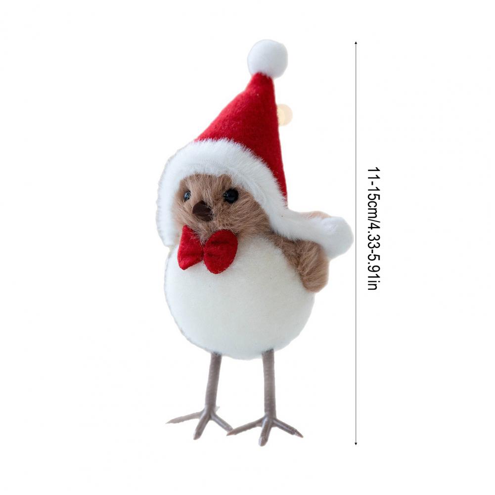 3 Pcs Christmas Bird Figurine Furry Fake Birds Ornaments Winter Plush Foam Bird with Scarf for Holiday Home Kitchen Decor