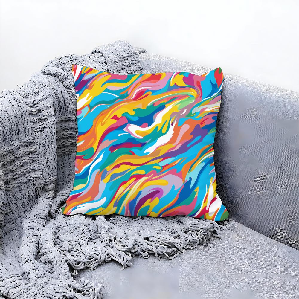 Abstract Colorful Pattern Cushion Cover Premium Comfort Reversible Pillow Cove -Two in One Design for Any Room & Car Interior