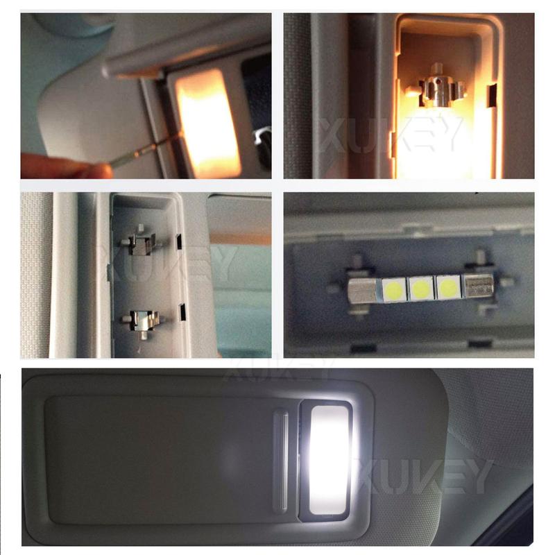 OEMASSIVE 4pcs 28mm 29mm 6614F LED Light Bulbs Car Interior Vanity Mirror Lights Sun Visor Map Lighting Lamps 6615F 6612F 3021