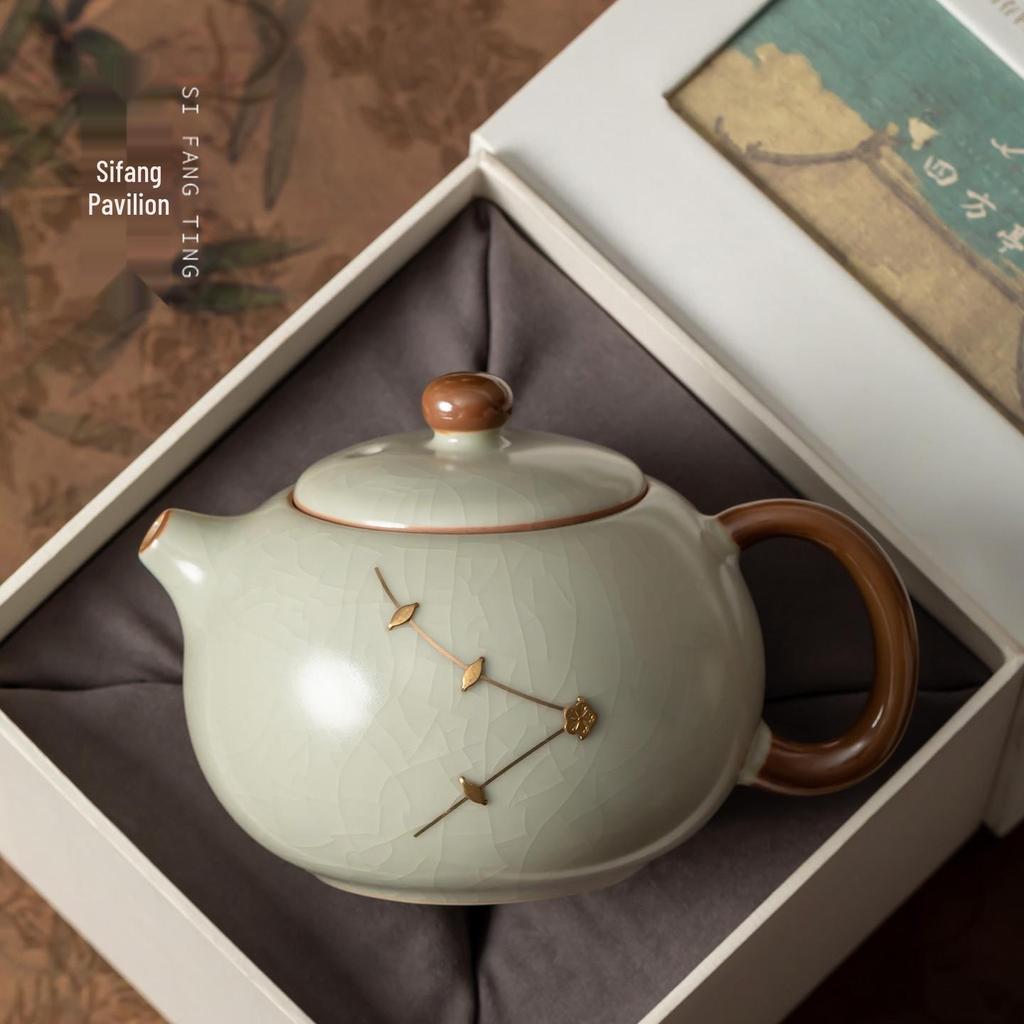 Kintsugi Ruyao Teapot: Anti-scalding Kung Fu Tea Set, Handmade High-end Brewer, 2026 New Edition.