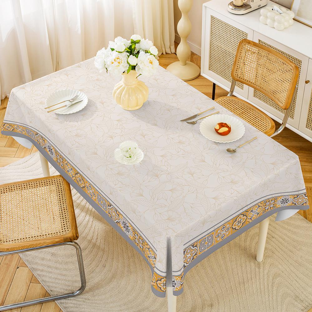1PC Modern Simple PVC Dining Table Cloth Waterproof Oil-proof Anti-scalding Leave-in Table Cloth Non-slip Thermal Insulation