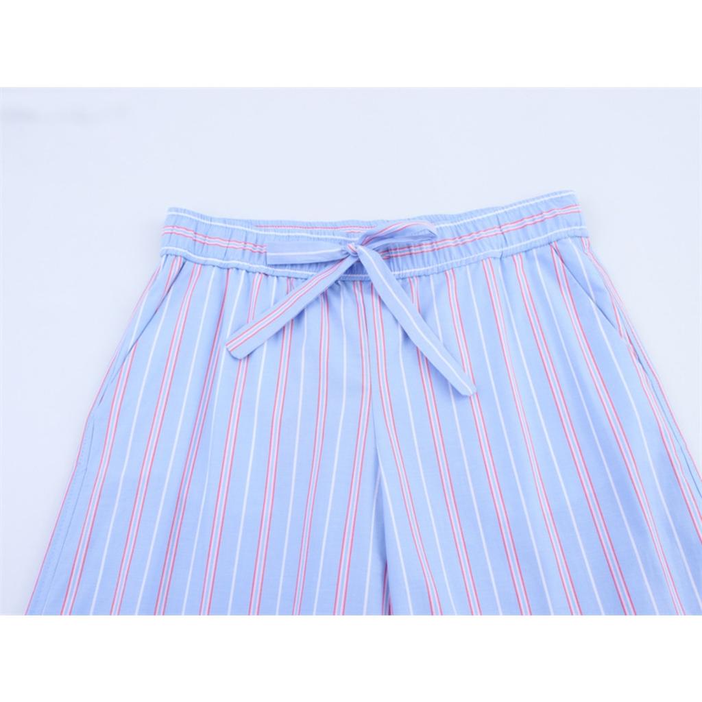 Women's Relaxed Fit Two Piece Matching Set Long Sleeve Blouse Elastic Waist Wide Leg Pantsuit