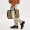 Coach Graham 39 Striped Logo Classic Canvas Leather Handbag Men Handbags Khaki White CQ036-QBE7V