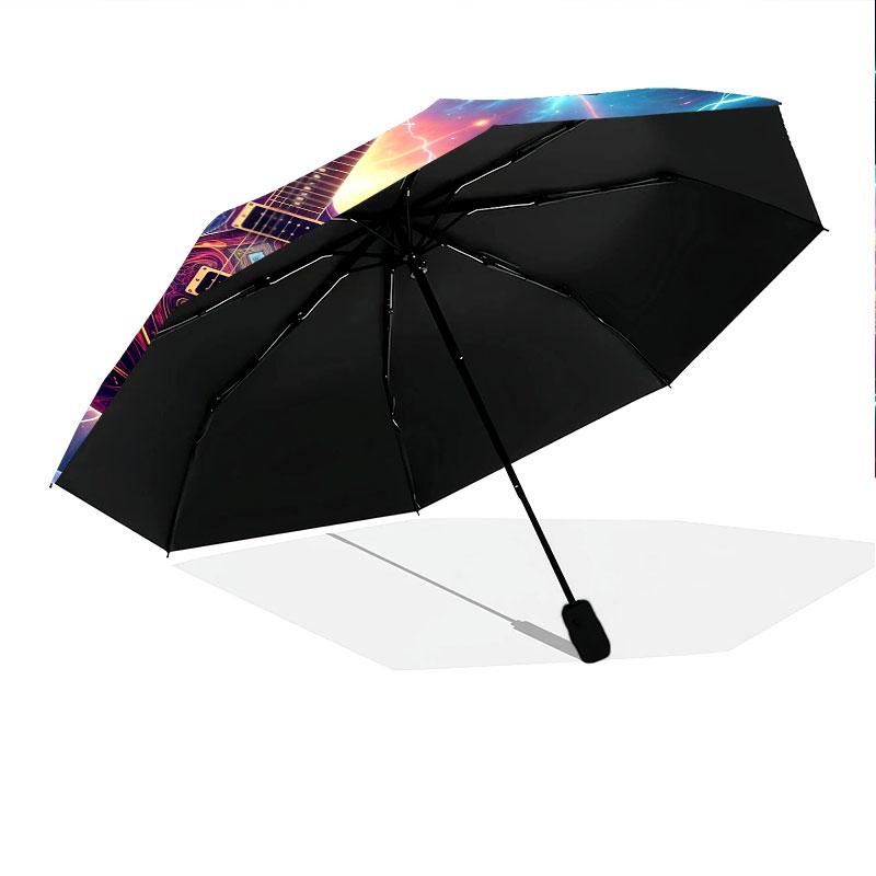 Vintageguitar Pattern Pattern New Style Umbrella, 1 Piece Automatic Folding Umbrella, Portable Travel Umbrella, Outdoor Umbrella, Birthday Gift