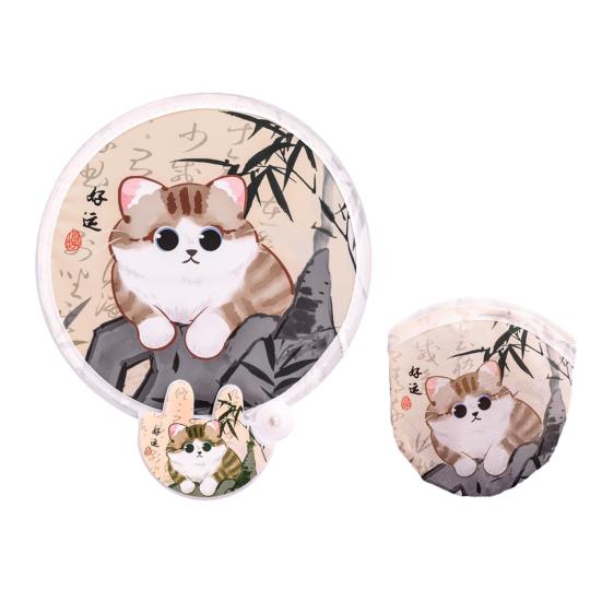 Cartoon Faltbarer Runder Fächer mit Fotografie-Reflektor Tragbar Leicht Taschenformat Outdoor Reise Camping Picknick Sommer Handfächer