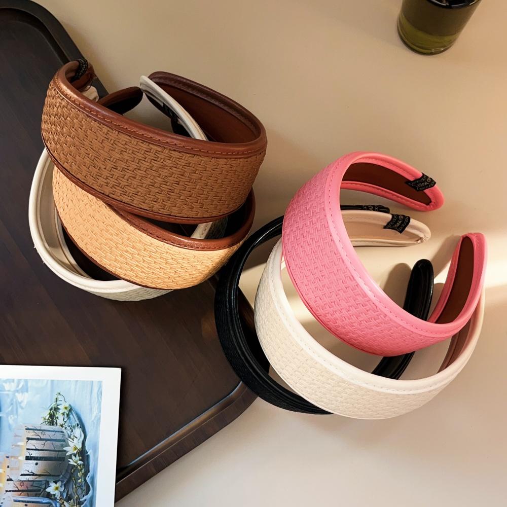 New  Retro PU Leather Hairbands Wide Turbans Non-slip Hoop Headband Elegant Hair Accessories Women Girls Fashion Items Gifts
