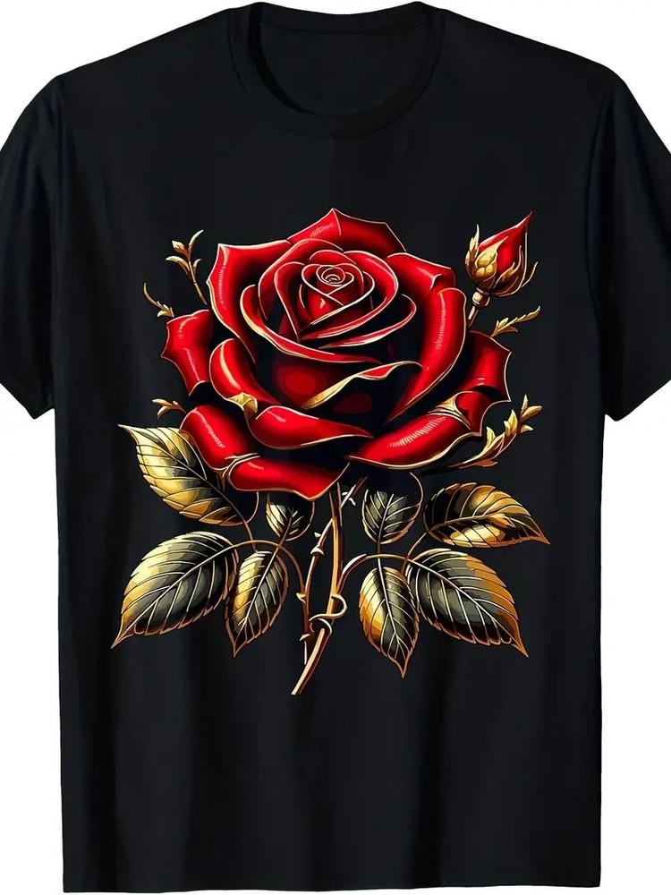 

Red rose red gold t-shirt S