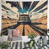 Vintage Semi Truck on Desert Highway Retro Pop Art Comic Style Wall Tapestry Trucker Decor for Man Cave Garage