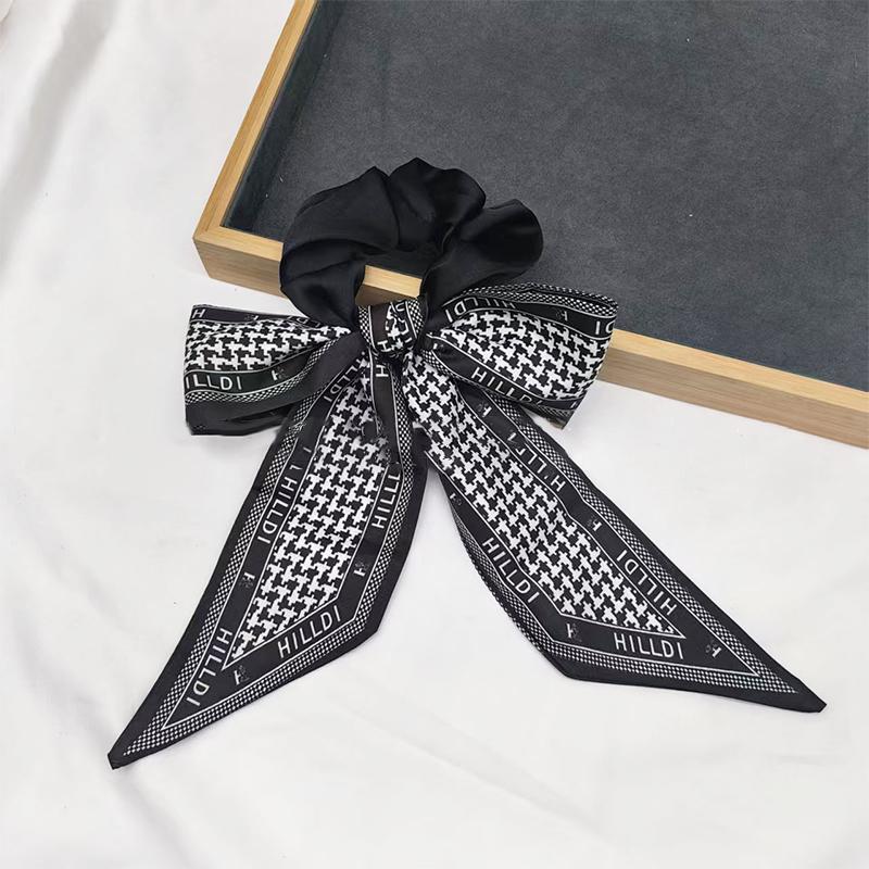 Printed Bow Hair Rope Elegant Ribbon Ponytail Hair Band For Women Sweet Rubber Band Hair Ring Fashion Headdress Hair Accessories