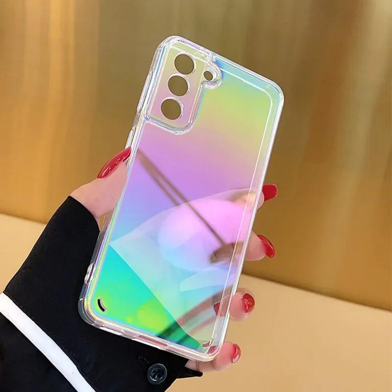 Laser Gradient Case for Samsung Galaxy S25 Edg A56 A36 A26 A16 A06 A55 A35 A15 A54 A34 A24 A14 5G A73 Shockproof Soft TPU Cover