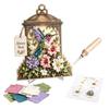 Dekorative Laterne Bastelset 3D Stoff-Poke-Art, DIY Vogel-Erinnerung Blumen-Set und Muster, Punch Needle Set für Erwachsene, Haus Tisch Kaminsims Dekoration