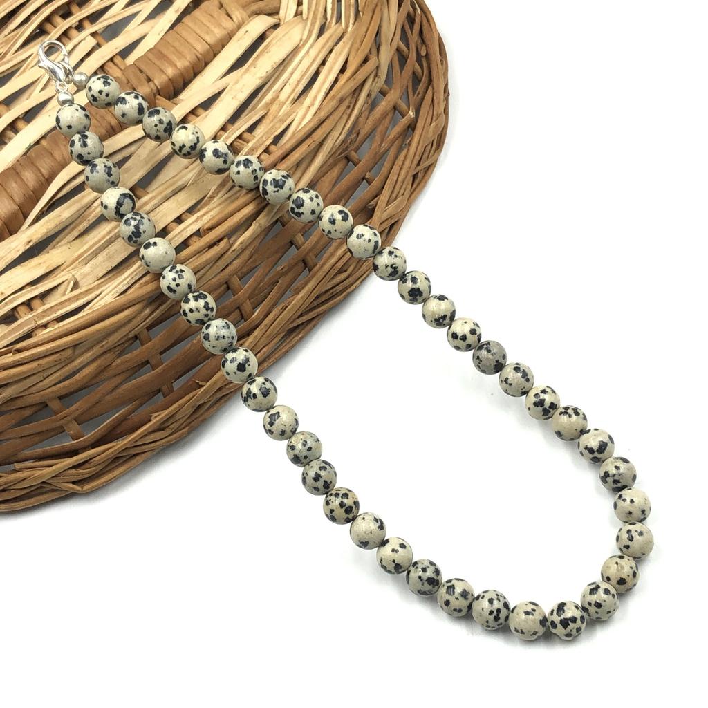 8mm Natural Dalmatian Jasper Gemstone Beads Jewelry Handmade Designer Necklace 17-20" For Birthday Gift 8BN-10