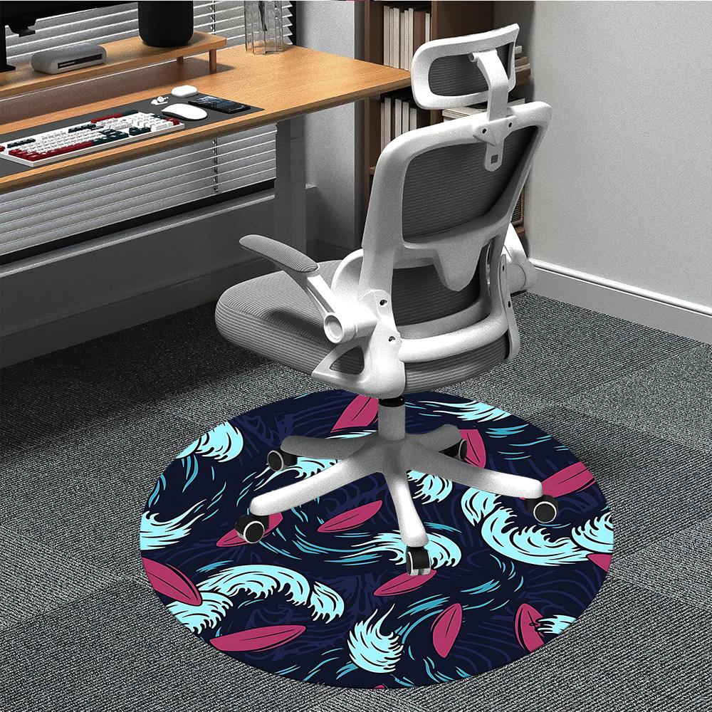 

1pc Ocean Waves Office Round Area Rug, Under Office Chairs Bedroom Living Room Home Decor, Room Deco, Available in Various Sizes 80cm