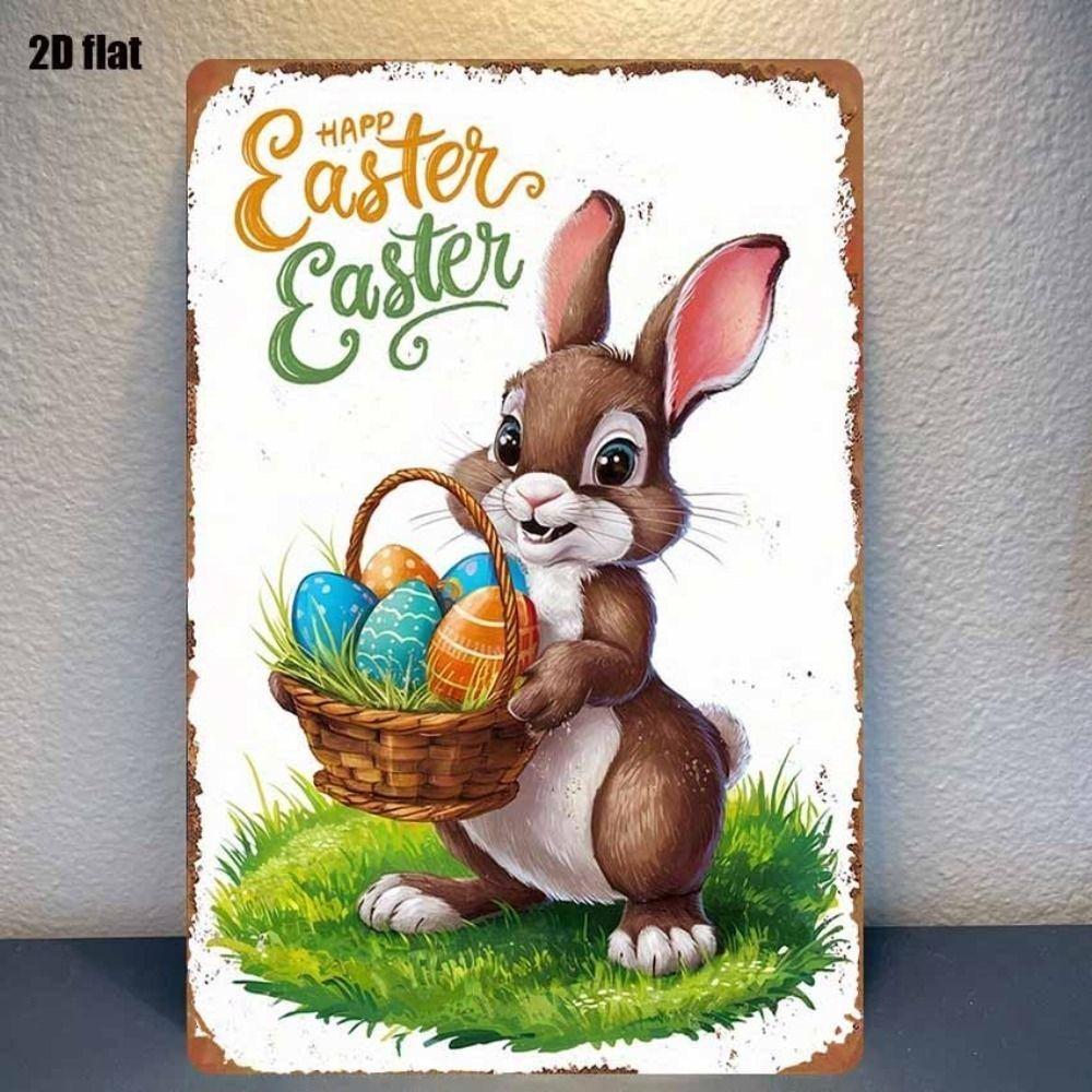 Easter Rabbit Metal Tin Sign Wall Art Decor 20x30cm