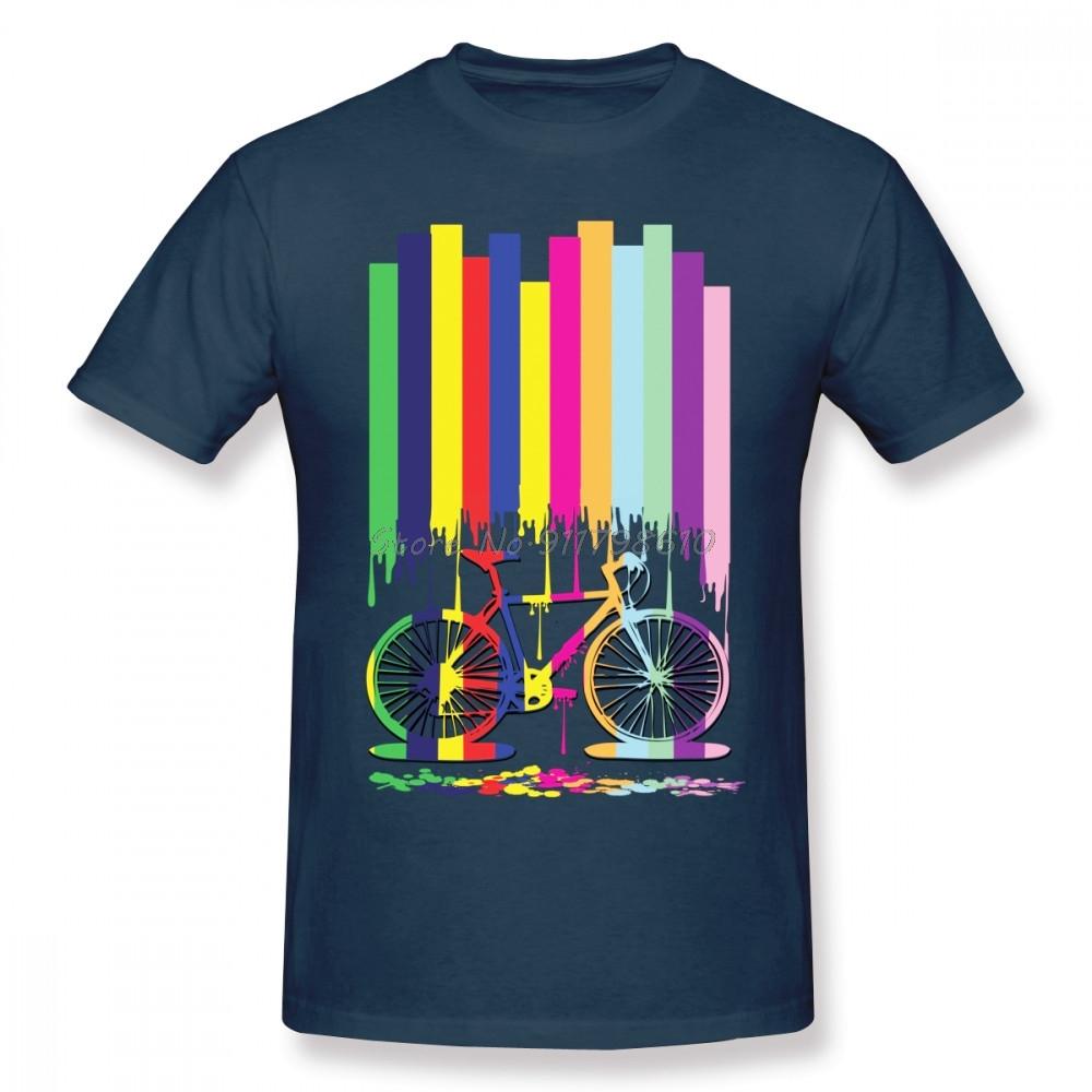 Rainbow Bicycle Bike Men T Shirt Cotton Short Sleeve Custom Men T Shirt Fashion Tees Harajuku Streetwear