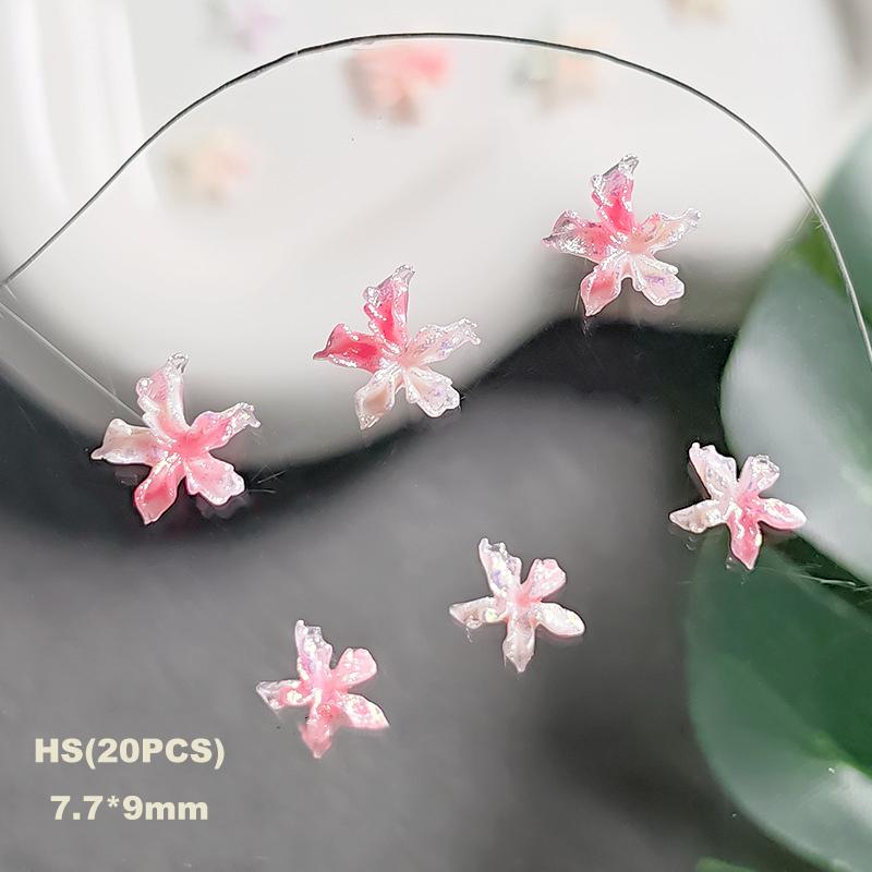 

20 шт. Квіткові шарми для нігтів Лілія 3D Світні М які Прикраси для нігтів Градієнт Лід Квіти Лілії для нейл-арту Весняні Пелюстки для нігтів