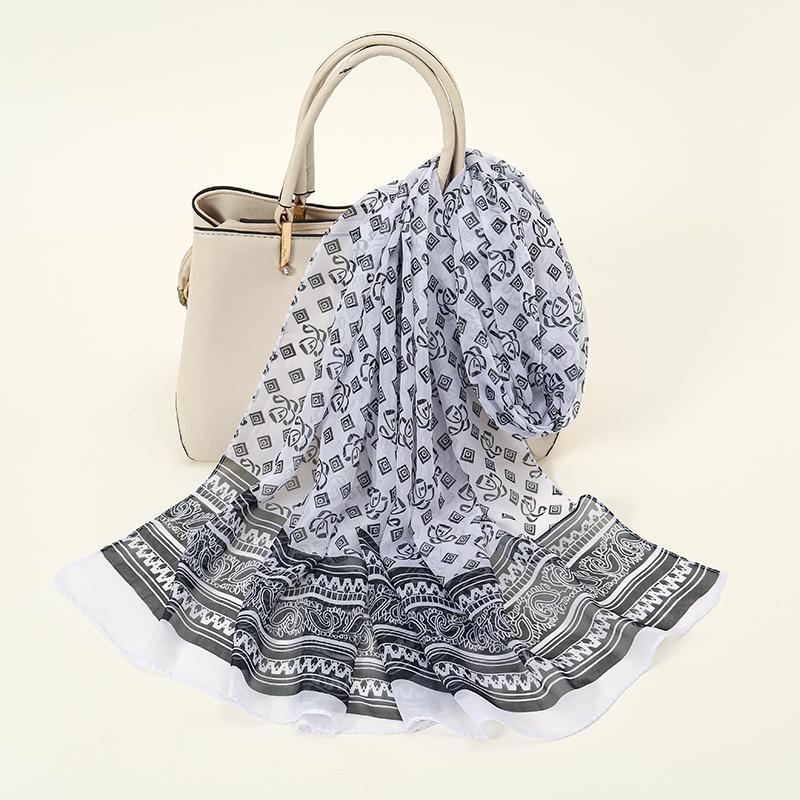 Indian Style New Chiffon Scarves Women Breathable Thin Simulation Silk Scarf Ladies Shawl And Wraps Women Printing Hijab Stole