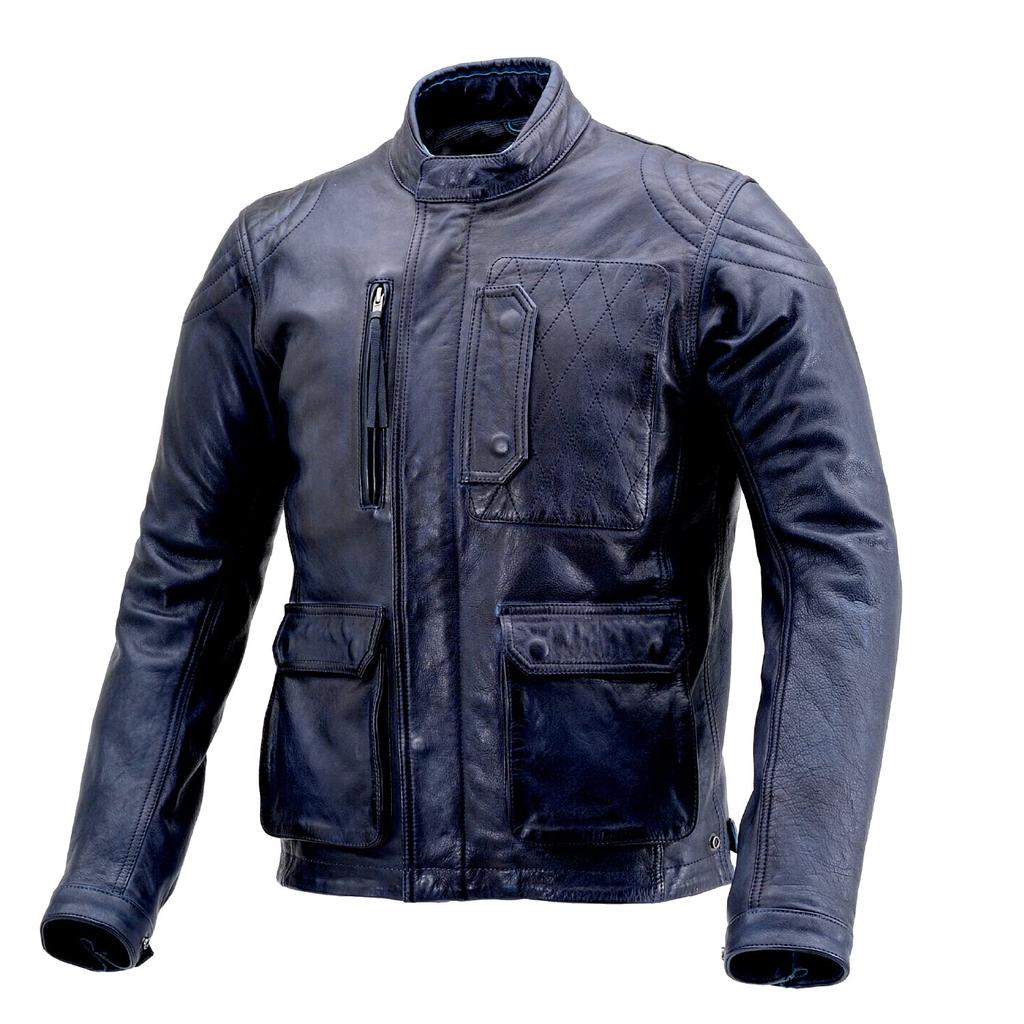 Daytona Motorcycle Leather Genuine Leather Scrambler XL 23692 (Daytona) Jacket, (Waxed), Spring/Autumn Rider's Jacket, DL-501, Navy, (Men's),