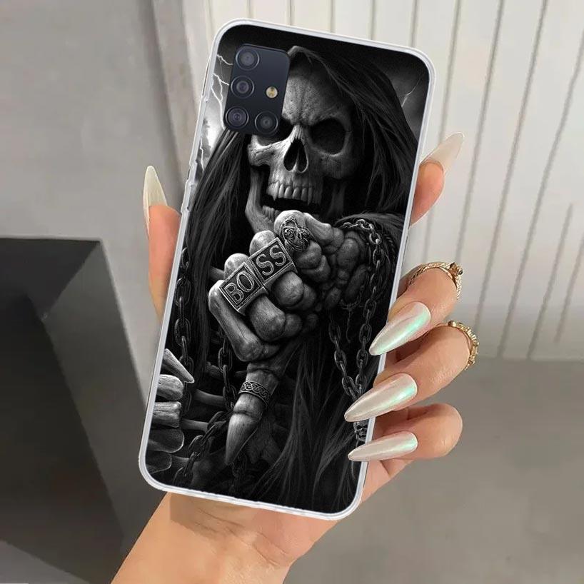 Grim Reaper Skull Skeleton Phone Case for Samsung Galaxy A52 A32 A22 A12 A02S A50S A30S A10S Note 20 Ultra 10 Plus S10 A31 A20 A