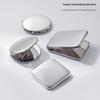 Double-Sided Folding Stainless Steel Makeup Mirror – Portable, Drop-Proof, Pocket-Sized Flip-Up with Stand.