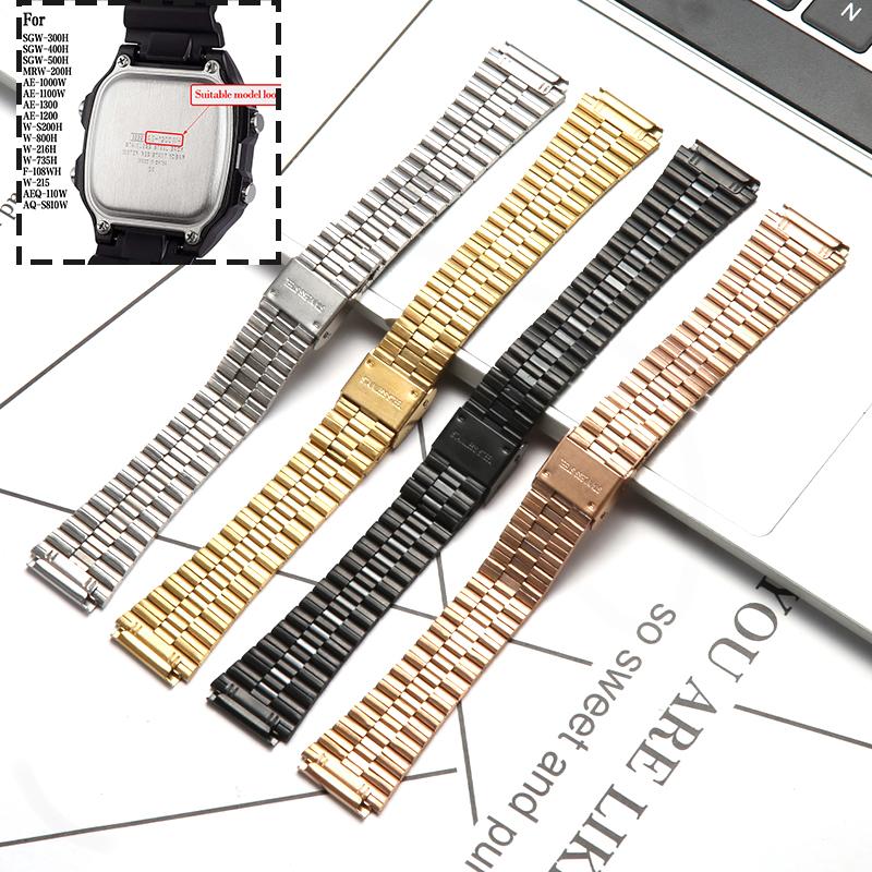 18mm Metal Watchband for Casio F-91W Stainless Steel Strap SGW-500H W-735H AE1200 Bracelet For Classic Small Square Block