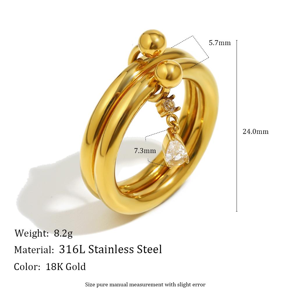 

MamacitaSlay 316L Stainless Steel Double Layered Zircon Ring 18K Gold Plated Waterproof Jewelry Women s Charm Ring Unique Gift 6