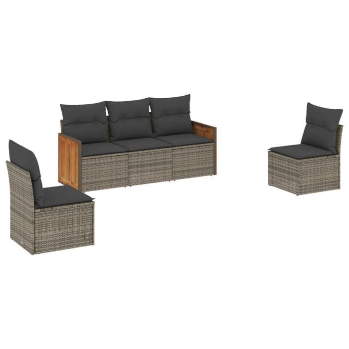 VidaXL Garden Lounge Set with Cushions 5 Pcs, Patio Sofas, Furniture Set, Outdoor Terrace Furniture, Grey 3259932