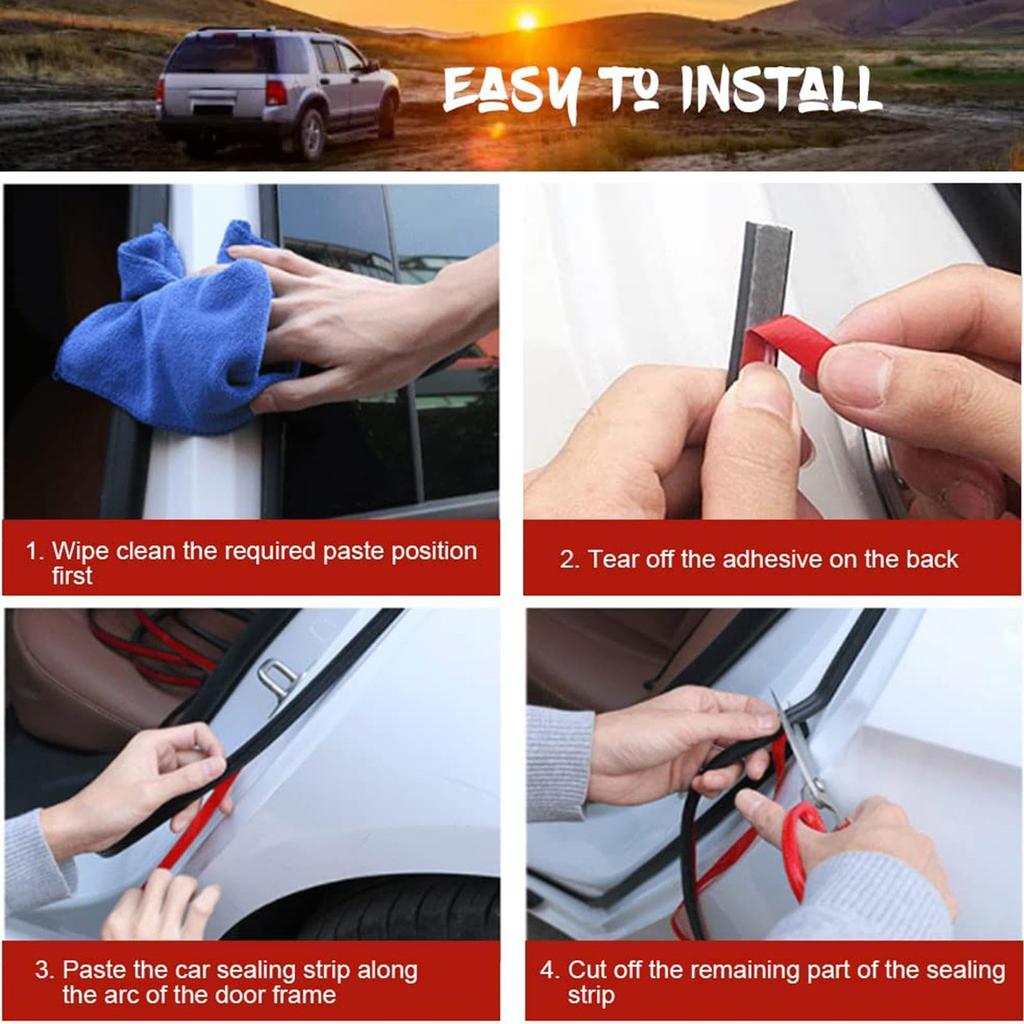 Car Weather Stripping - Car Triple Layer Thickening Seal Strip, Door 6 Hole Sound