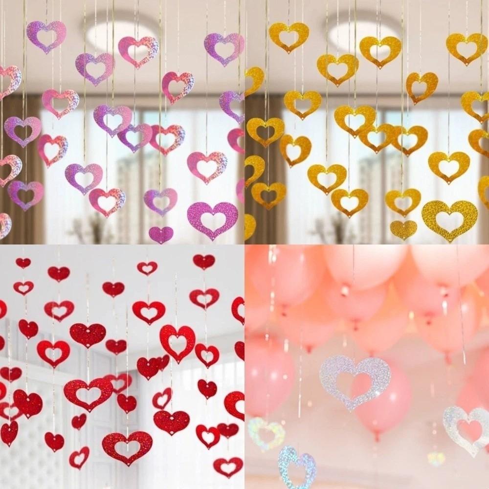 Laser Sequin Valentine's Day Love Pulling DIY Love Heart Hanging Curtain  Couple Anniversary