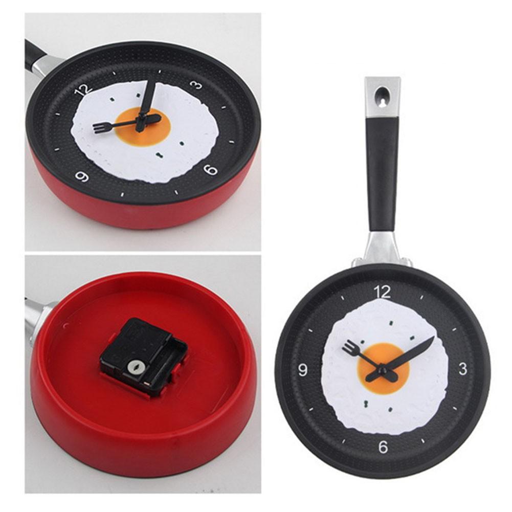 3D Pan Fried Egg Shape Pot Battery Operated Wall Clock Modern Kitchen Decoration